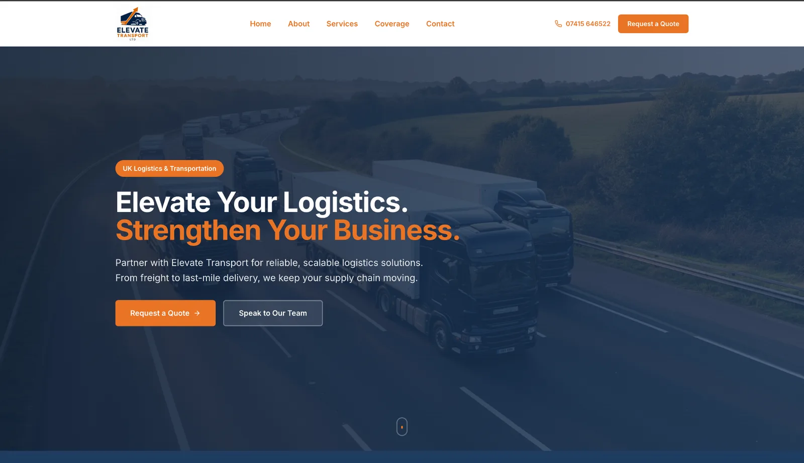 Elevate Transport - Logistics · Freight website by TitanStudio
